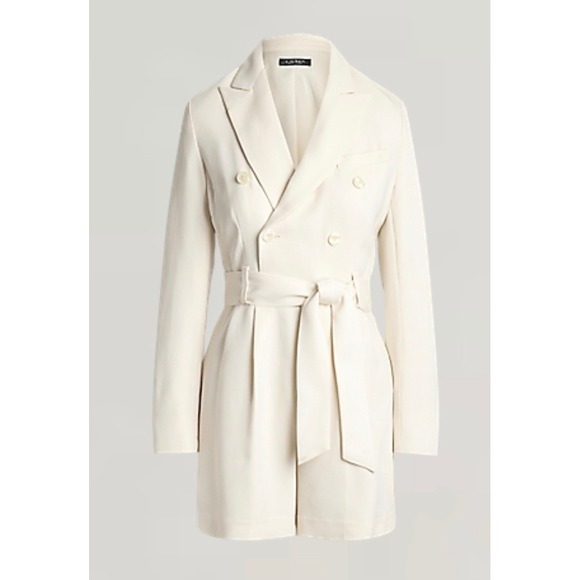 Lauren Ralph Lauren Pants - Lauren Ralph Lauren Cream Double Breasted Belted Blazer Romper Ivory NWT